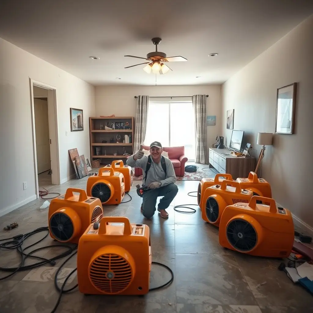 A technician using a thermal imaging camera to detect hidden moisture behind a wall in a Boulder City residence.